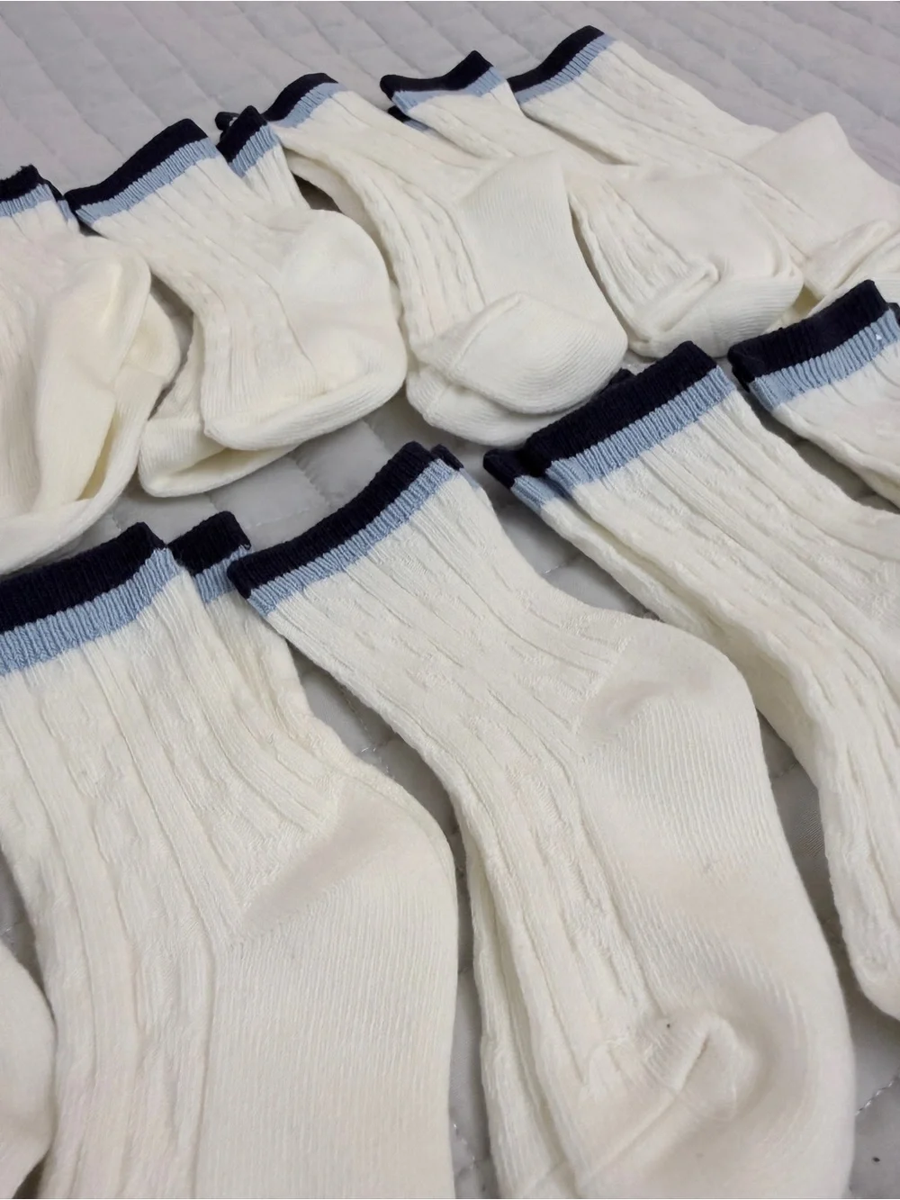 23 pairs Janie and Jack White and Light Blue Baby Sock Bundle
